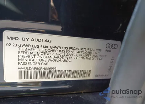 2023 Audi A8 L 55 Tfsi Quattro Tiptronic from USA, damaged, VIN WAULDAF80PN006993